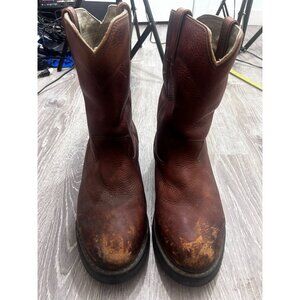 Cabela's Western Heritage Brown Leather Pull On Boots Men's Size 11 E Brown